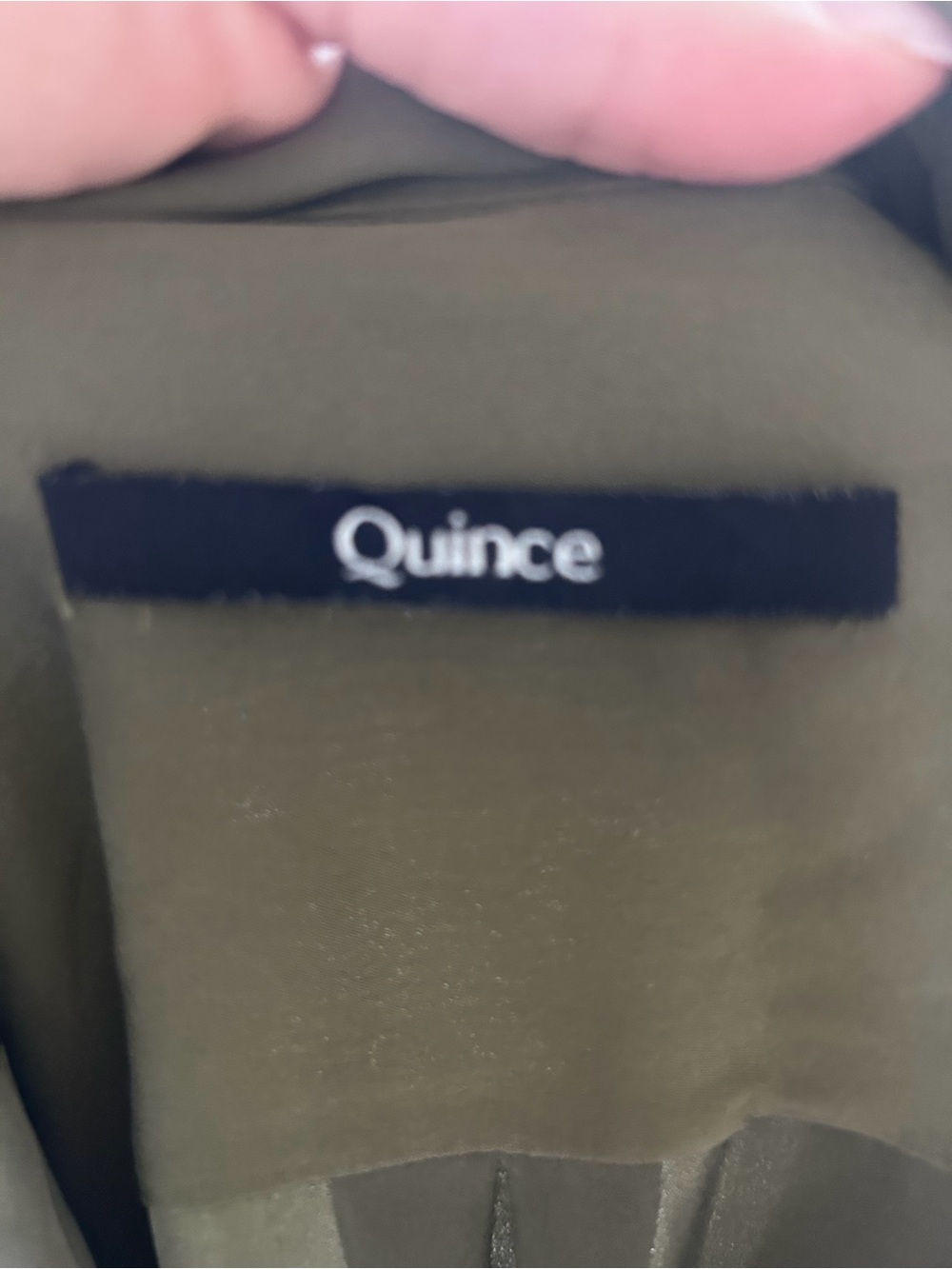 Quince Olive Green Button Down Dress 90% Washable Silk 10% Spandex Size M - Picture 5 of 8